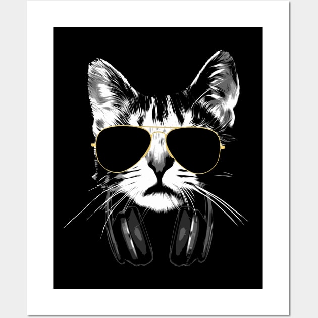 Dj Cat White Wall Art by Nerd_art